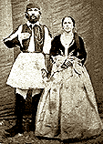 Man in foustanella and woman in Amalia costume, Albumen print c. 1870, L. Kostakiotis collection, Athens